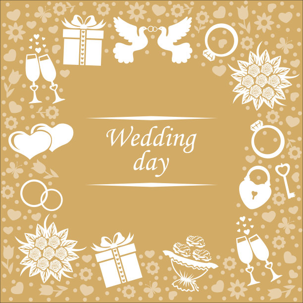 婚礼贺卡上的黄金背景图片下载