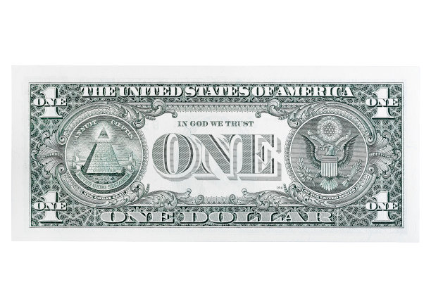 一美元钞票孤立在白色图片下载