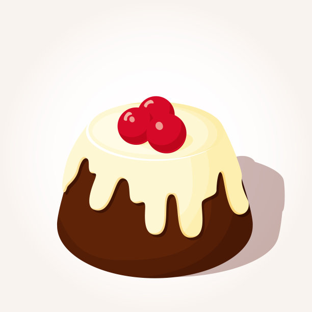 彩色美味的巧克力派与浆果卡通风格孤立在白色背景。矢量插图。甜点的收藏。图片下载