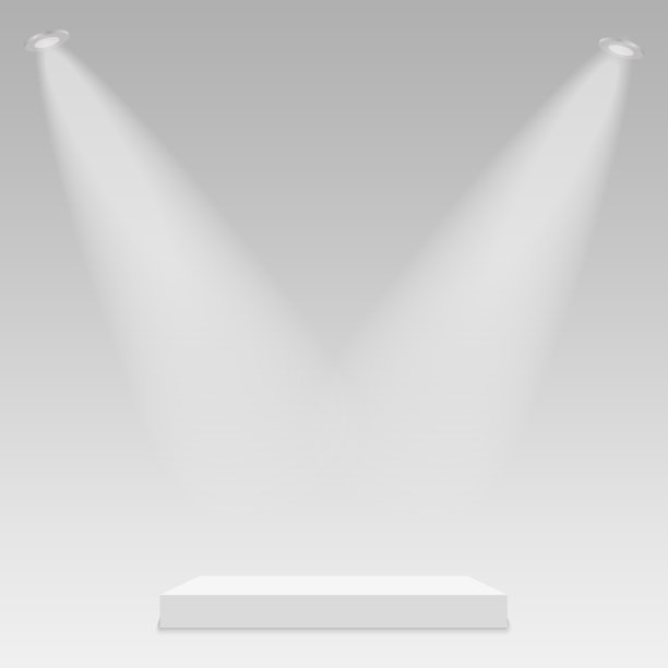 圆形舞台讲台，灯光照亮了透明的背景。向量。图片下载