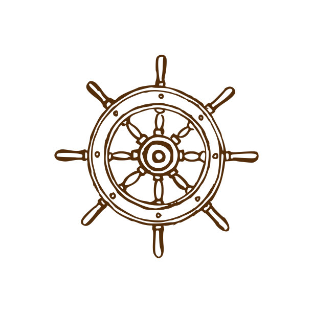 绘制的插图车轮在矢量。海洋背景。海军的象征。图片下载