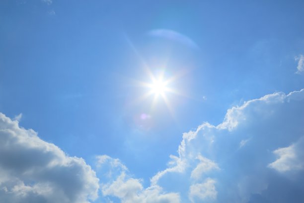 蓝天白云上的太阳图片下载