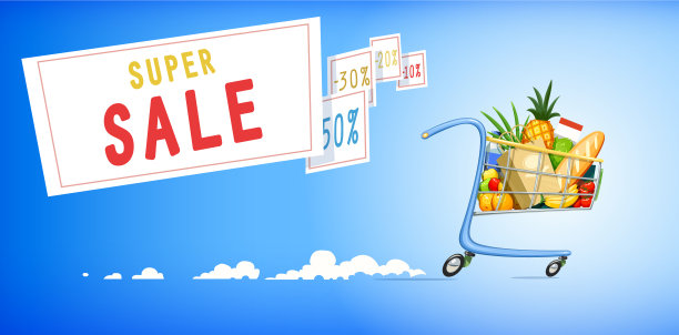 装食品的购物车。图片下载