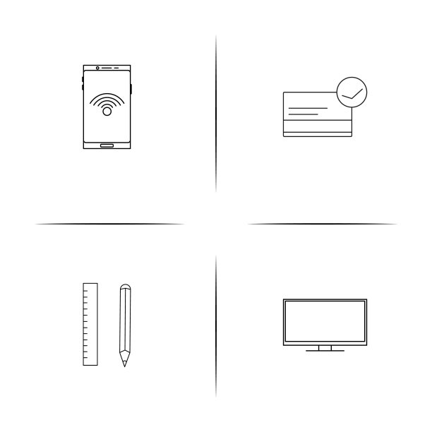 设备简单的线性图标设置。轮廓图标图片下载