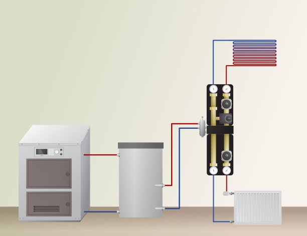 固体燃料锅炉的加热系统。图片下载