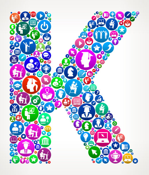 字母K学院和高等学习矢量图标模式图片下载