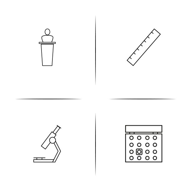 教育和科学简单的线性图标集。概述了矢量图标图片下载