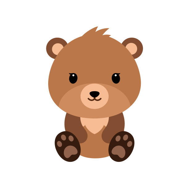 可爱的卡通熊背景。平面设计。矢量插图。图片下载