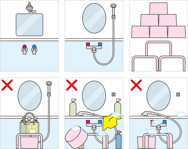 日本公共浴室。沐浴礼仪。图片下载