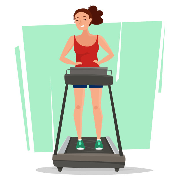 在健身房跑步机上跑步的女人。图片下载