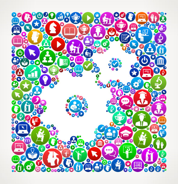 齿轮学院和高等学习矢量图标模式图片下载