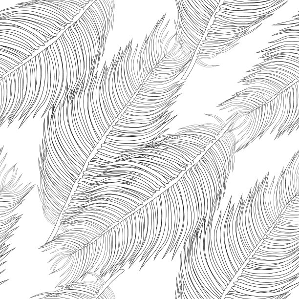天然热带棕榈叶着色无缝图案。矢量图图片下载