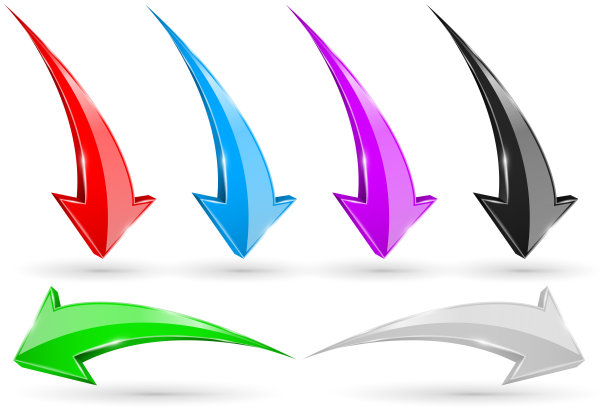 一组3d箭头。闪亮的图标图片下载