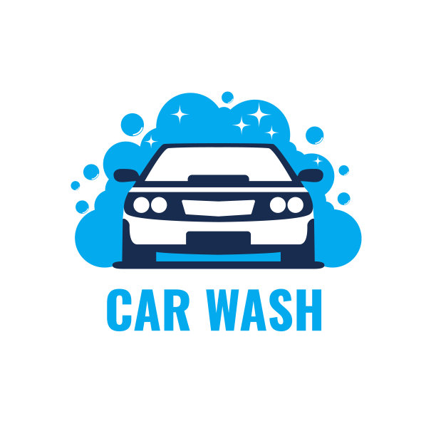 洗车灯光背景。在泡沫和水里清洁汽车。模板设计向量图片下载