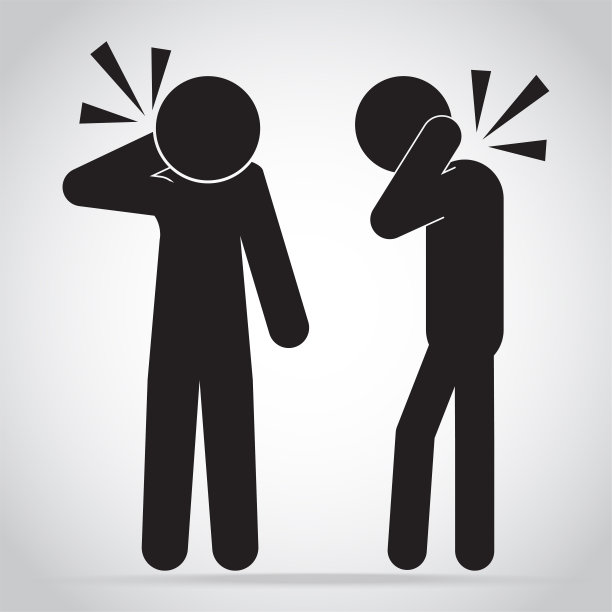 男人脖子疼痛图标。办公室综合症图标标志说明图片下载