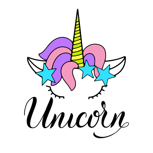 独角兽可爱的矢量字母和插图图片下载