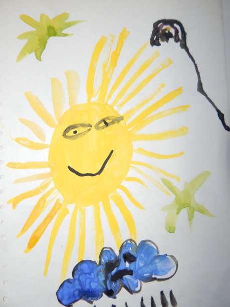 儿童的绘画是天真的水粉画图片下载