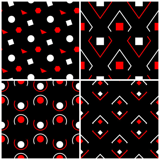 无缝黑、白、红图案。经典的几何背景图片下载