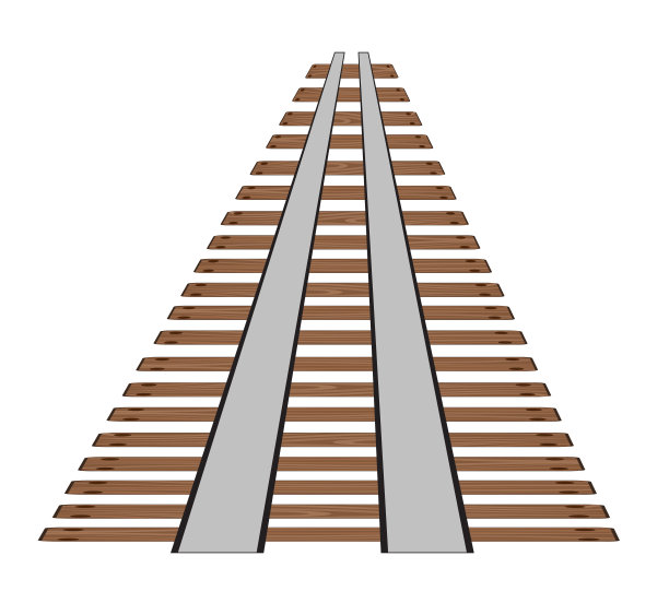 白色背景上的铁路轨道或铁路线路。部分直轨元素矢量股票插图图片下载