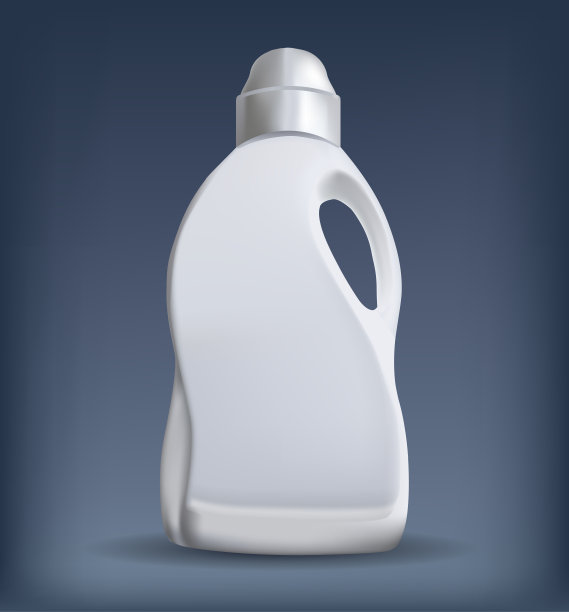 家用化学品空白塑料瓶与手柄和弯曲的尖端现实向量图片下载