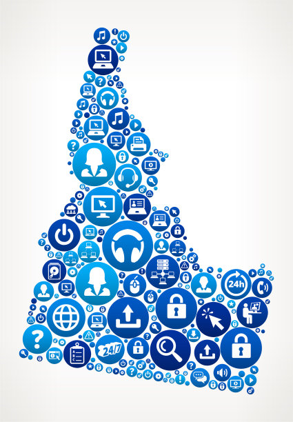 爱达荷州计算机技术支持矢量图标模式图片下载