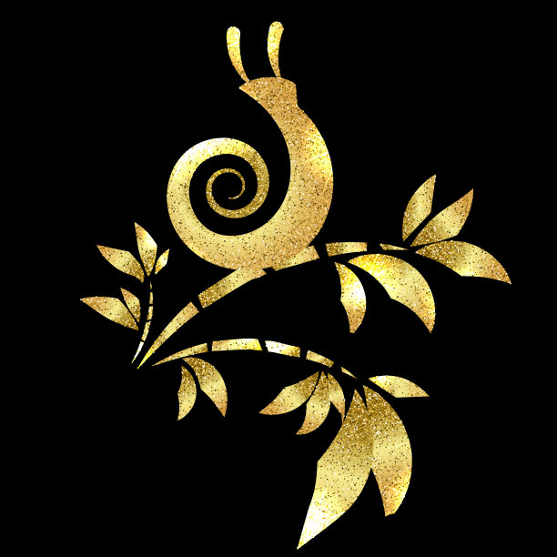 竹叶上的金色蜗牛图片下载