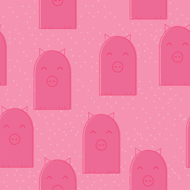 图案为无缝背景。粉红色背景上的可爱猪。图片下载