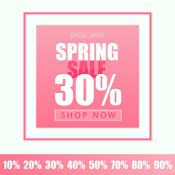 春季促销横幅模板。矢量插图在粉红色-折扣卡图片下载