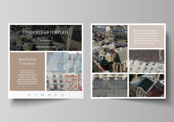 商业模板为广场设计宣传册，杂志，传单，小册子，报告。传单封面，抽象矢量布局。色彩缤纷的背景做成星点纹理，用于旅游商务，城市城市景观图片下载