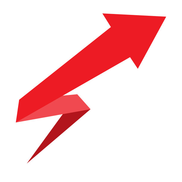 点红箭头在白色的背景。红色箭头标志。平的风格。现代的箭头符号。图片下载