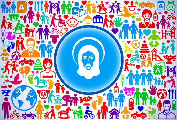 耶稣基督家庭和父母向量图标模式图片下载