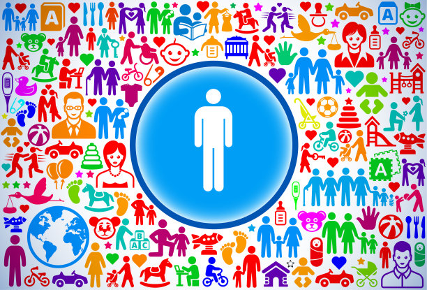 男人简笔画家庭和育儿矢量图标图案图片下载