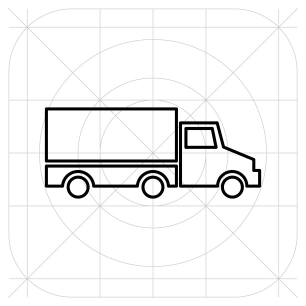 卡车图标矢量素材：配送车，服务概念，白色背景极简标志图片下载