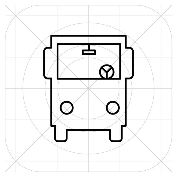 公交车图标矢量图，白色背景图片下载