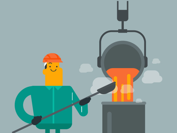 戴安全帽的钢铁工人在火炉附近工作图片下载