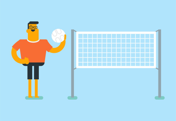 年轻的白人运动员在打排球素材图片