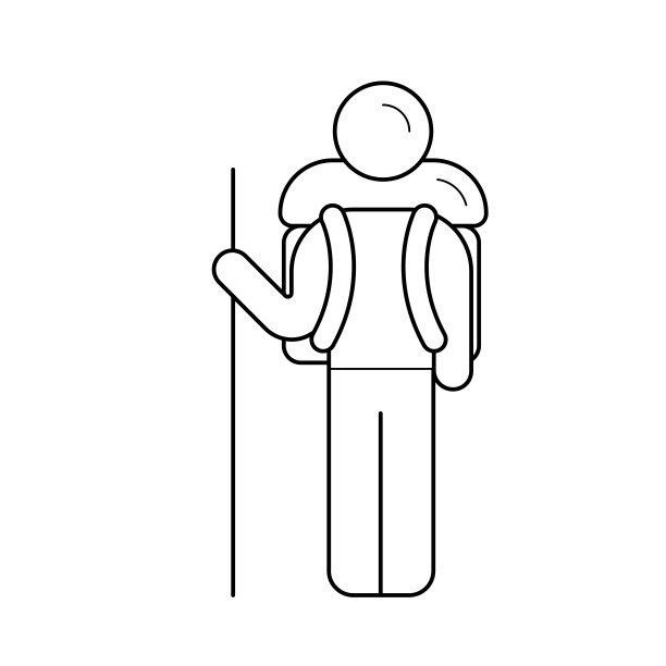 探险家与背包活动线图标图片下载