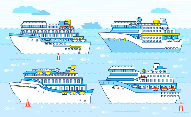 矢量组游轮。图片下载