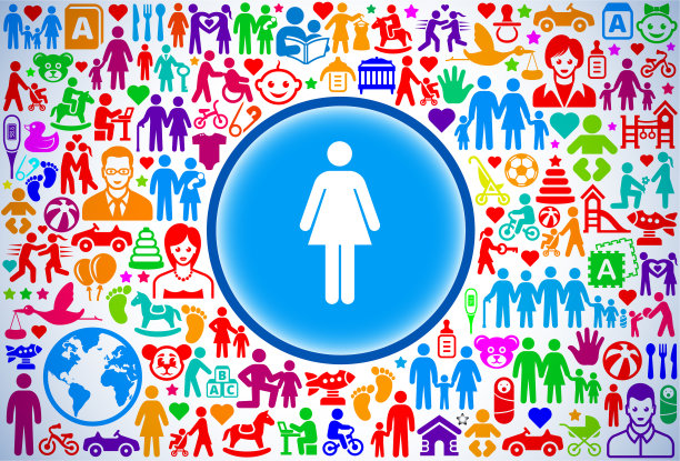 女人站立家庭和亲子关系矢量图标图案图片下载