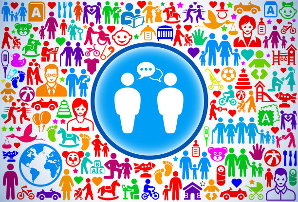 沟通的人，家庭和父母矢量图标模式图片下载