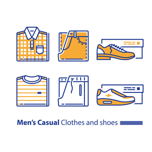 休闲服装，折叠格子衬衫和牛仔裤，t恤和运动裤，低鞋和运动鞋图片下载