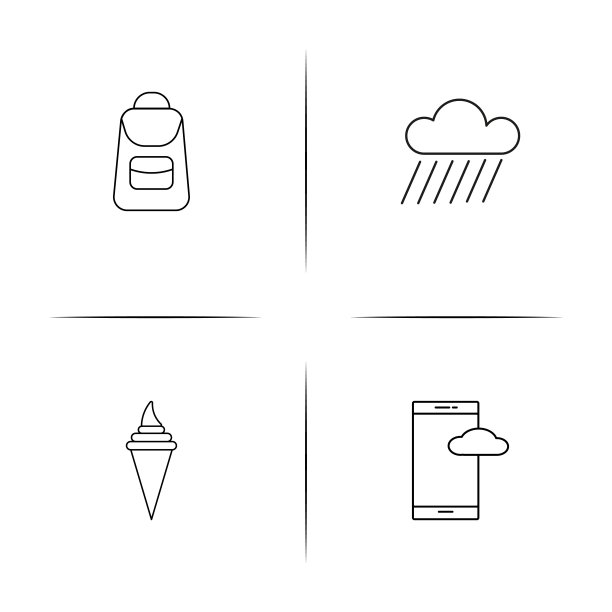 旅行简单的线性图标集。概述了矢量图标图片下载