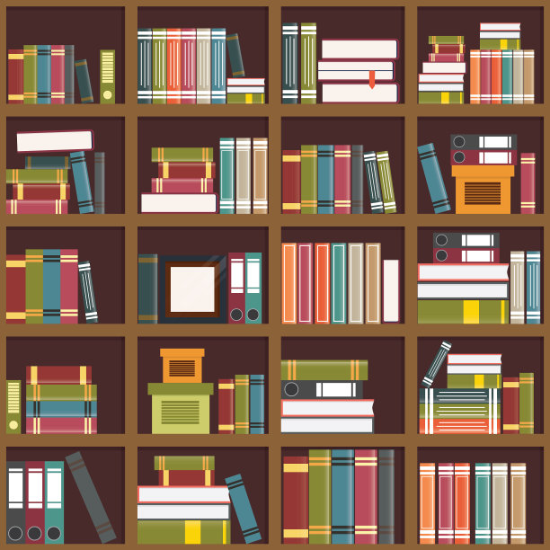 矢量插图:书架上五颜六色的书图片下载