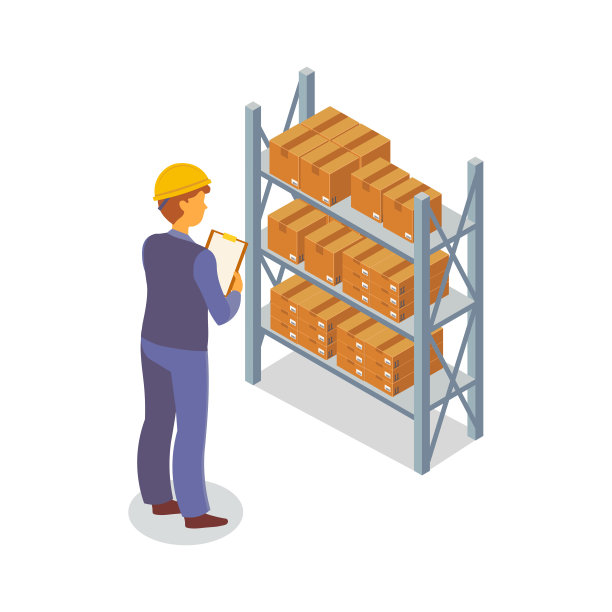 等距的盒子。纸板包装，正方形和长方形。托盘和箱子。仓库货架，装着盒子的货架。库存。图片下载
