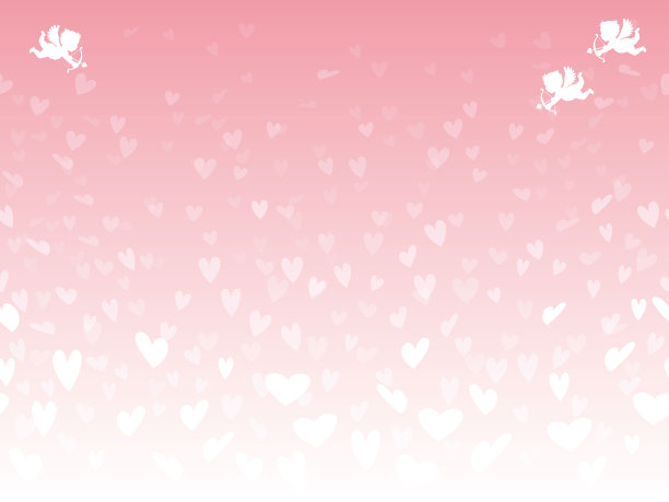 无缝的情人节背景图片，心形图案和丘比特。图片下载