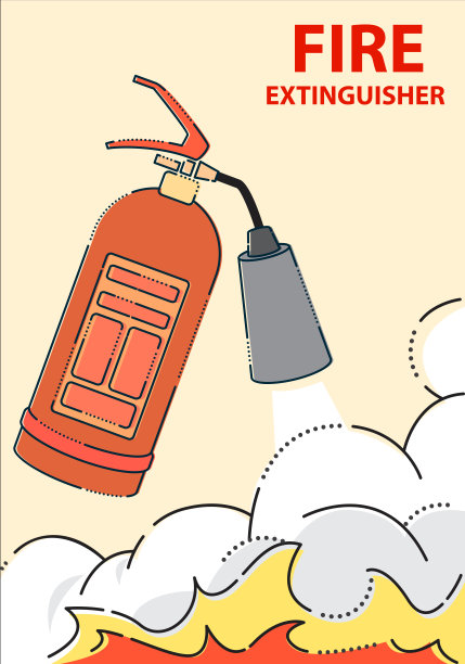 线条风格的灭火设计矢量图图片下载