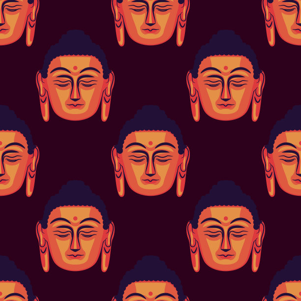 无缝图案与佛面图片下载