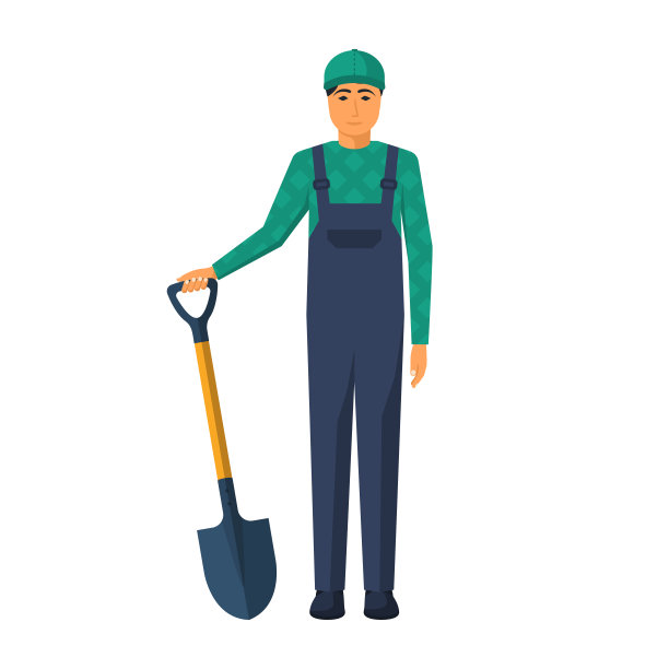 穿制服的人拿着铲子图片下载