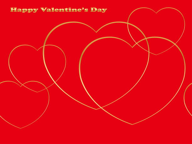 无缝情人节背景插图与精细的黄金心形组成在一个红色的背景。图片下载