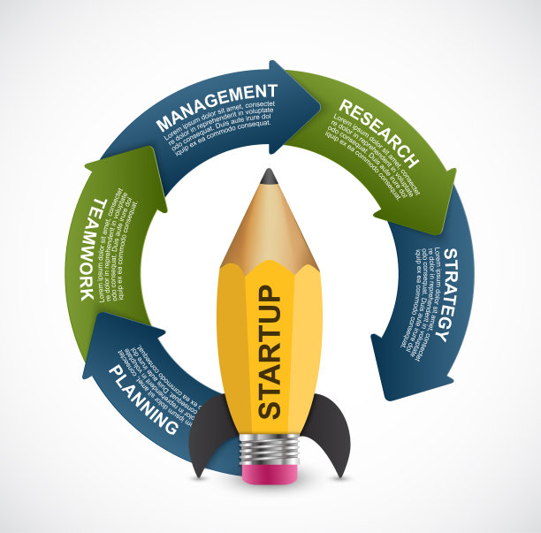 信息图表设计模板。火箭铅笔用于教育和商业演示和小册子。图片下载